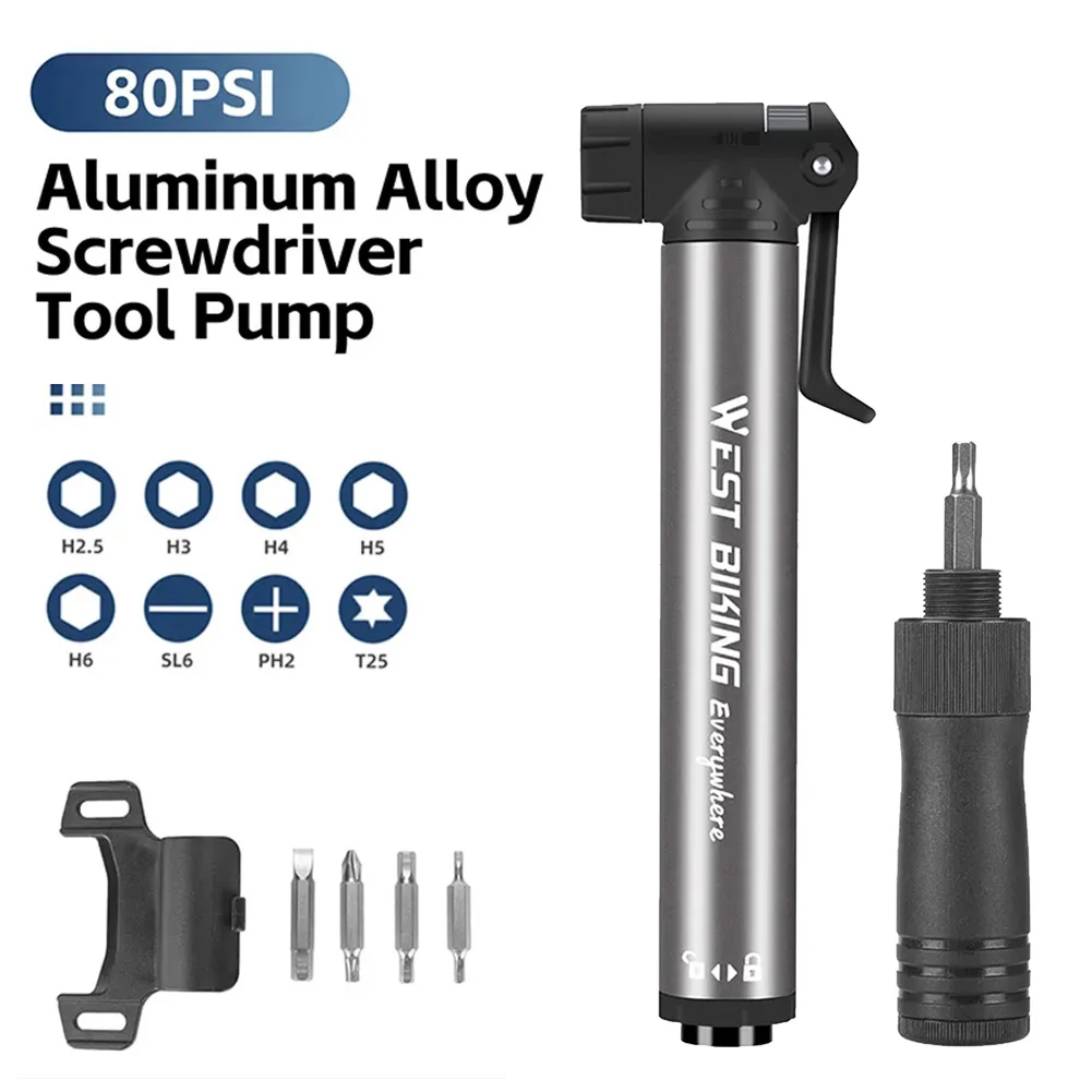 Mini Bike Pump with Screwdriver Portable Handheld Pump Tire Inflator Multitool Pump for Presta and Scrader Bicycle Repair Kit
Mini Bike Pump with Screwdriver Portable Handheld Pump Tire Inflator Multitool Pump for Presta and Scrader Bicycle Repair Kit