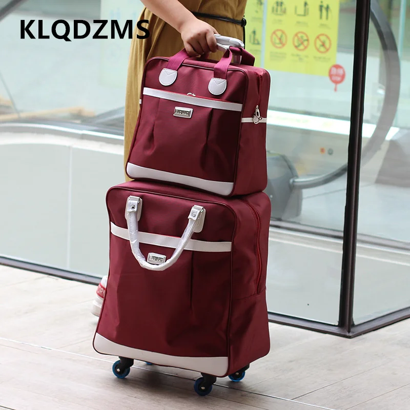 

KLQDZMS 18"20" Inch Men's and Women's New Oxford Cloth Trolley Suitcase Boarding Lightweight with Wheels Rolling Hand Luggage