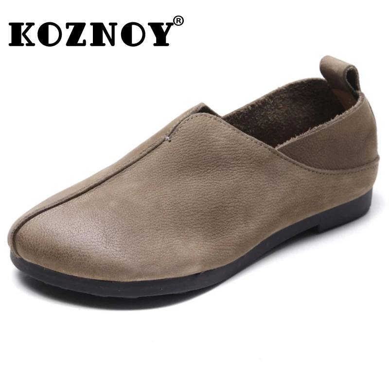 

Koznoy 1.5cm Cow Suede Genuine Leather Woman Elegance Luxury Flats Ladies Shallow Moccasin Comfy Soft Soled Summer Ethnic Shoes