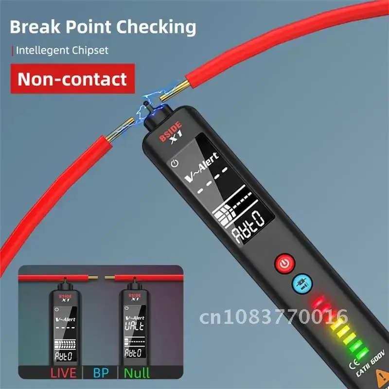 

Voltage Tester Large LCD Live/Neutral Wire Check Breakpoint Locate Non Contact AC DC Sensor Pen BSIDE