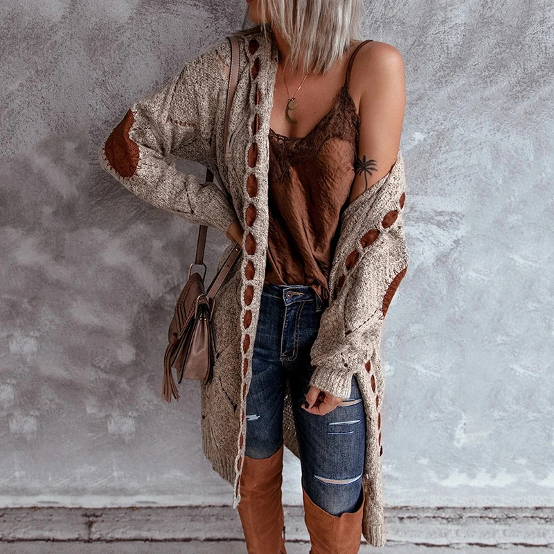 Solid Color Cardigan Long-sleeved Knitted Sweater Women's Hollow Knit Casual Sweater Women's 2022 Loose Mid-length Cardigan
Solid Color Cardigan Long-sleeved Knitted Sweater Women's Hollow Knit Casual Sweater Women's 2022 Loose Mid-length Cardigan