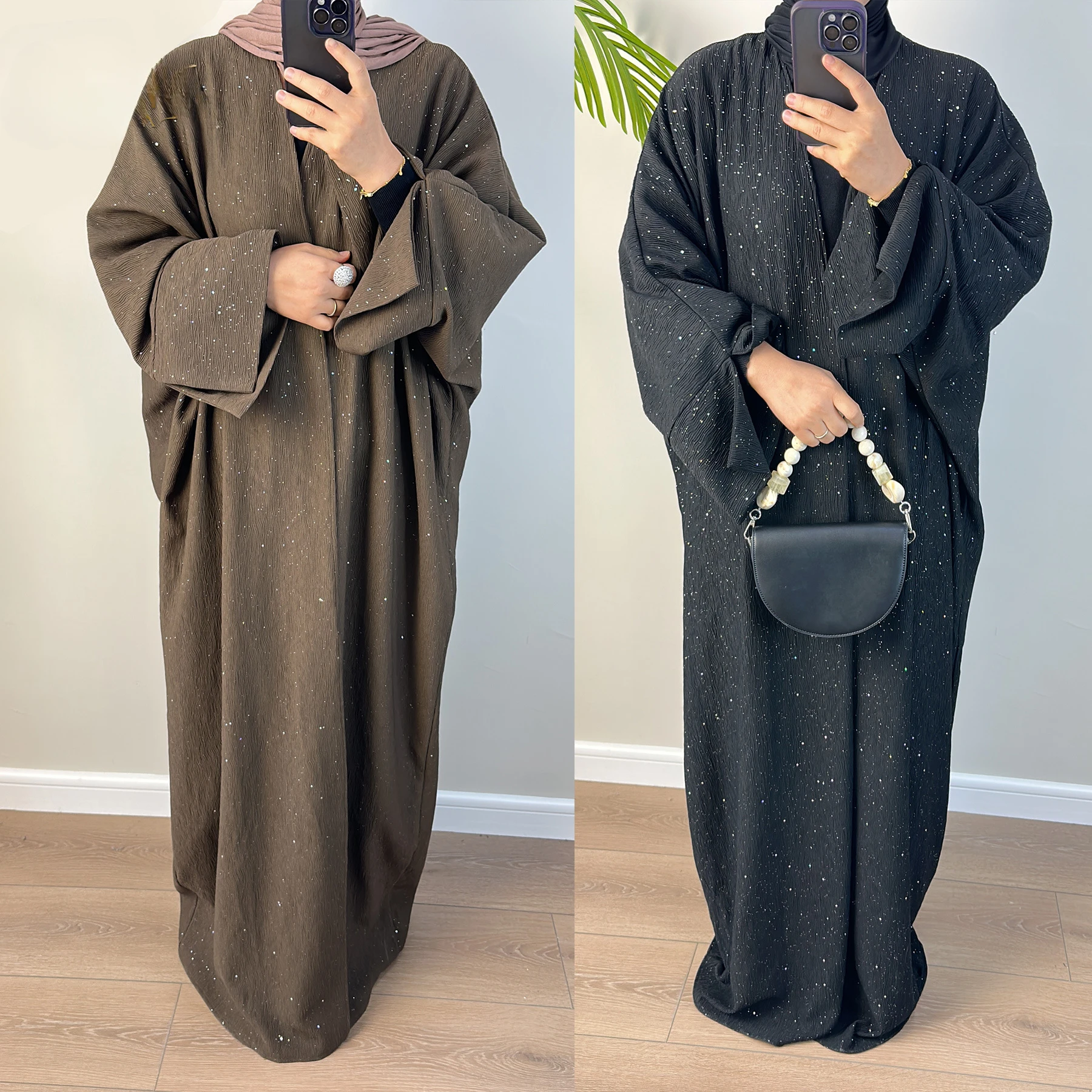 

2024 New Dubai Thick Open Abaya Muslim Women Eid Ramadan Modest Dress Middle East Türkiye Elegant Winter Dress Party Islam Robe