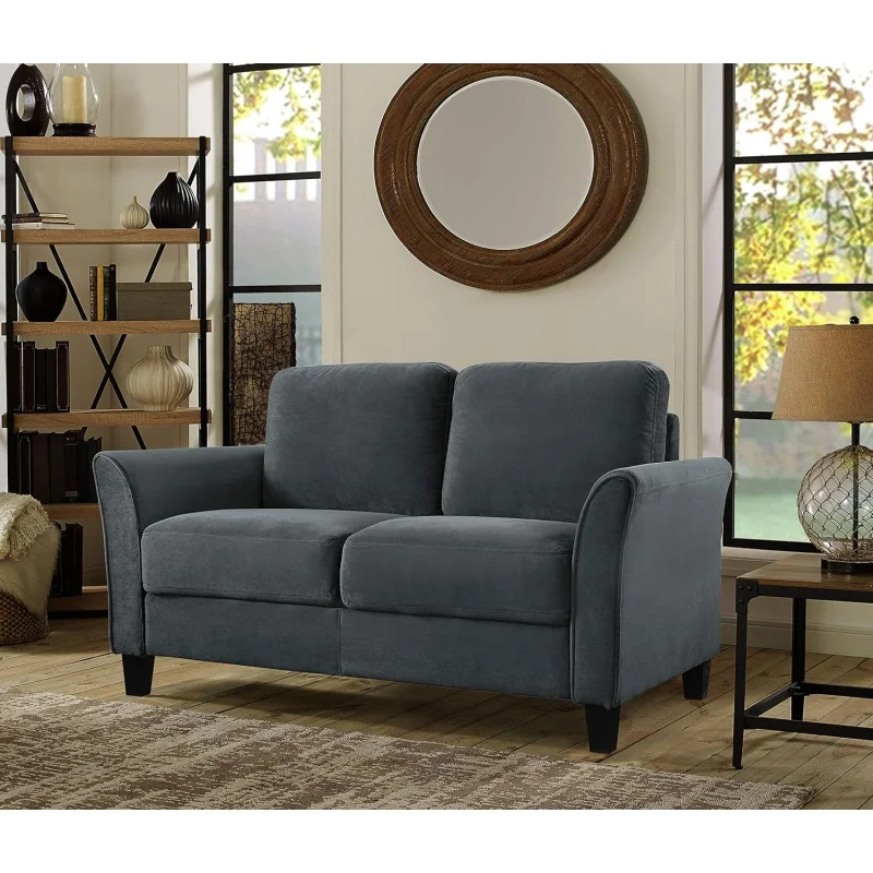 

Lifestyle Solutions Loveseat Sofa, 59.1" W x 31.1" D x 32.3" H, Dark Grey