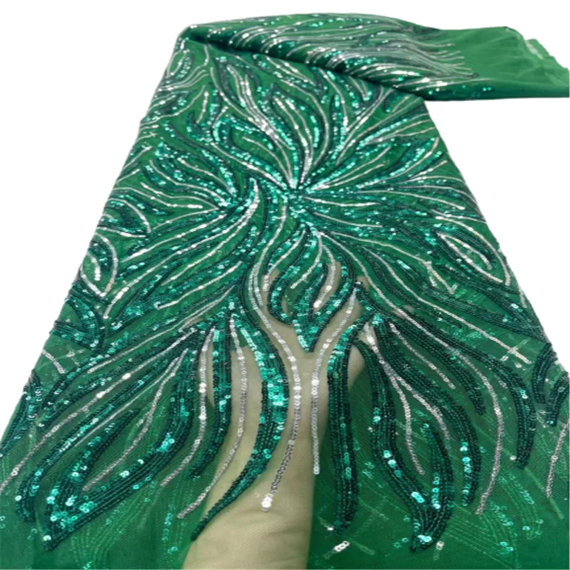 

Dark Green French Tulle Lace Fabric 2023 High Quality Embroidered African Net Laces Nigerian Fabrics With Sequins J99