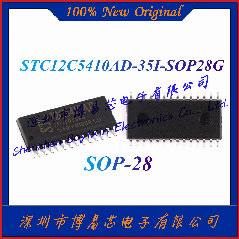 NEW STC12C5410AD-35I-SOP28G CPU main frequency: 35MHz Voltage: 3.5V~5.5V Storage capacity: 10KB Total RAM capacity: 512Byte
NEW STC12C5410AD-35I-SOP28G CPU main frequency: 35MHz Voltage: 3.5V~5.5V Storage capacity: 10KB Total RAM capacity: 512Byte