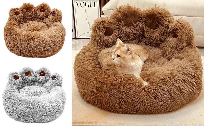 Pet Round Bed Of Paw Shape Soft Fluffy Faux Fur Cat Cushion Dog Bed winter plush pets Bed supplies Cat Beds Round Comfy Bed
Pet Round Bed Of Paw Shape Soft Fluffy Faux Fur Cat Cushion Dog Bed winter plush pets Bed supplies Cat Beds Round Comfy Bed