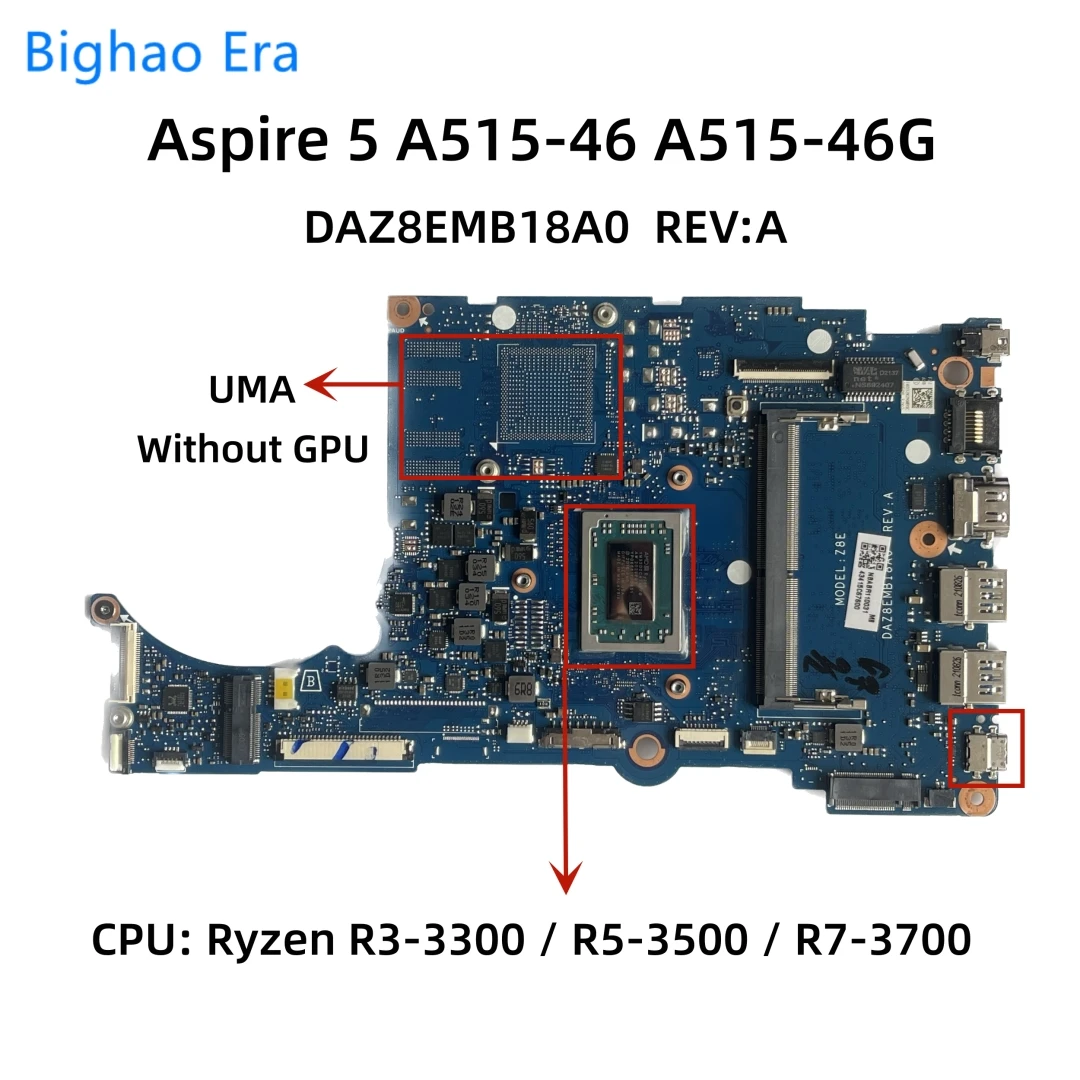 Материнская плата для ноутбука Acer Aspire 5 A515-46 с A515-46G R7-3700 CPU UMA DAZ8EMB18A0 REV:A NBABR110031
Материнская плата для ноутбука Acer Aspire 5 A515-46 с A515-46G R7-3700 CPU UMA DAZ8EMB18A0 REV:A NBABR110031