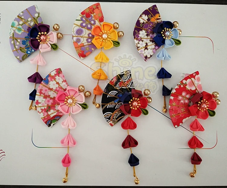 

New Kimono Lolita Hairpin Woman Sakura Hair Bow Accessories Japanese Bathrobe Headdress Beautiful Hand-made DIY Headwear