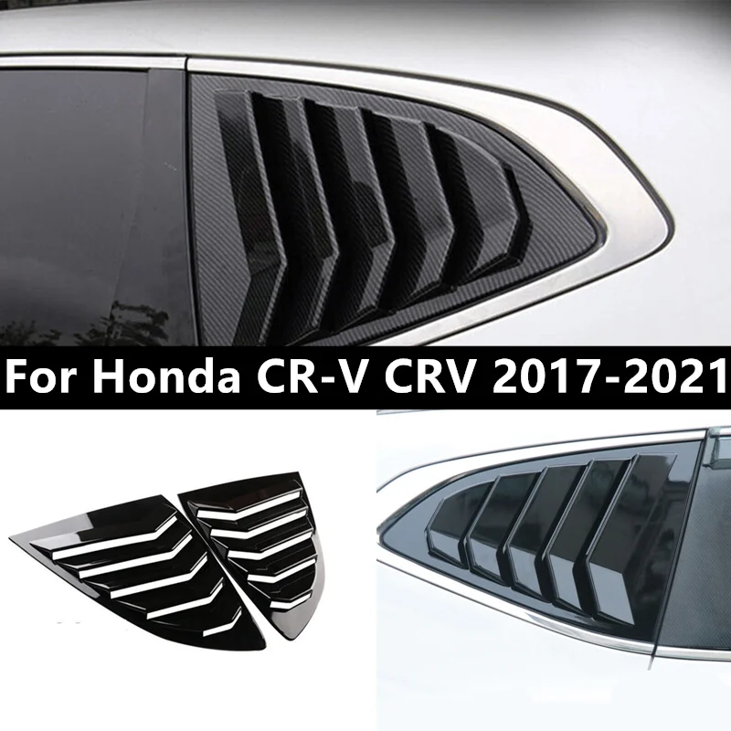 

Glossy Black Carbon Fiber Rear Side Window Shutters Louvers Vent Panel Cover Trim For Honda CR-V CRV 2017 2018 2019 2020 2021