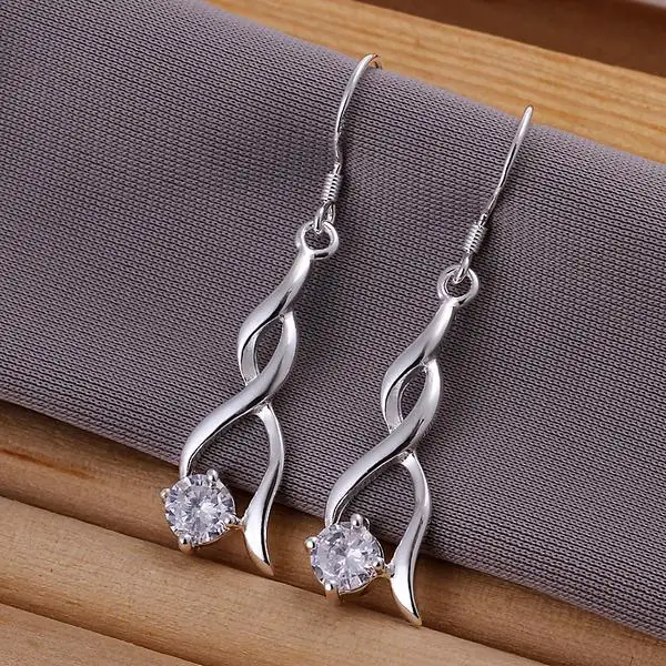 

Hot Popular wild 925 Sterling Silver crystal Drop Earrings for woman fashion Jewelry got engaged party wedding Christmas Gifts