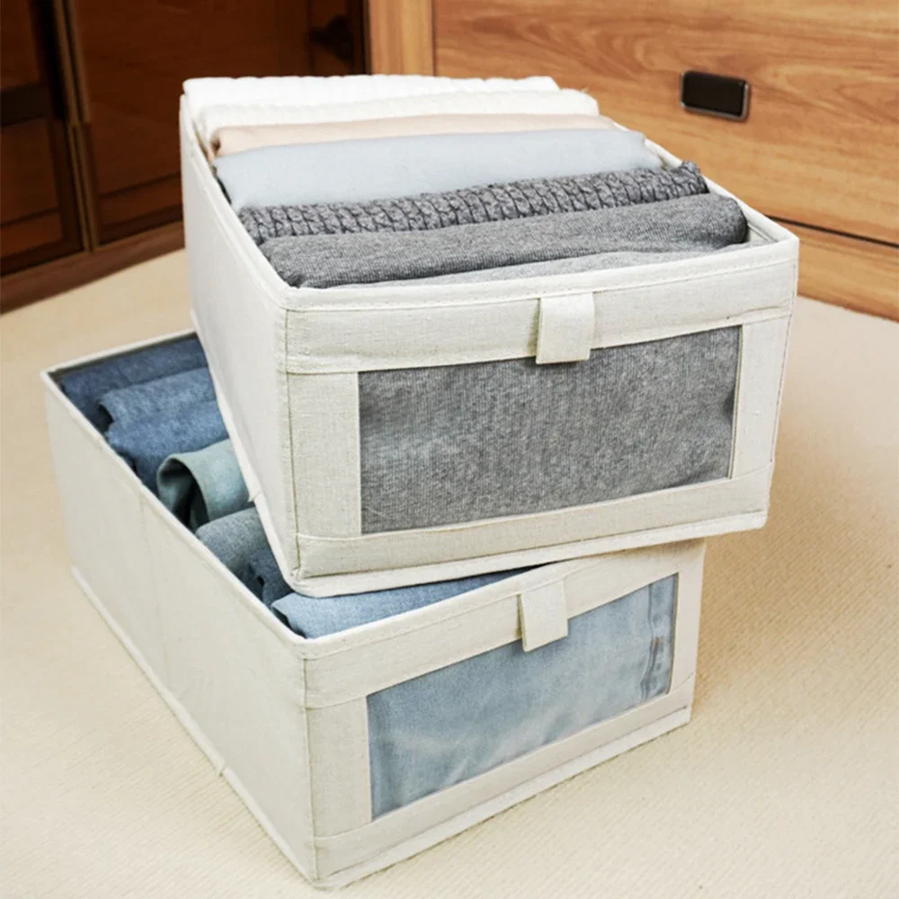 

Visible Wardrobe Storage Organizers for Clothes T-Shirts Storage Artifact Jeans Underwear Pants Organizer Box for Cabinet Drawer