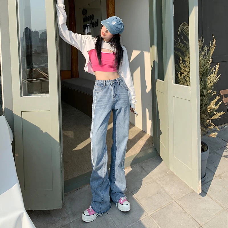 Blue Women's High Waist Loose Jeans Casual Straight Leg Pants Women's Burr Back Pocket Trouser Legs
Blue Women's High Waist Loose Jeans Casual Straight Leg Pants Women's Burr Back Pocket Trouser Legs