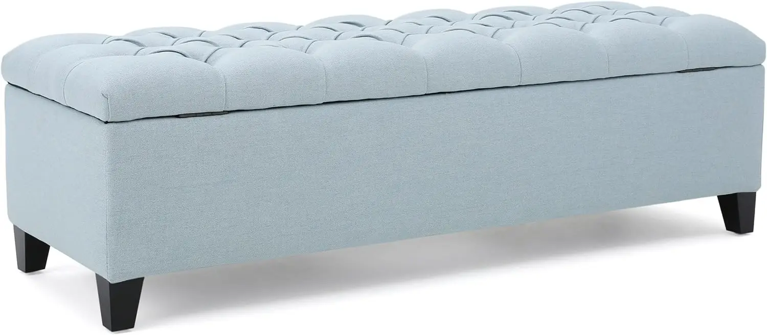 Fabric Storage Ottoman, Light Sky, Dimensions 17.50 inches deep x 51.00 inches wide x 17.00 inches high. Indoor slippers Sapate
Fabric Storage Ottoman, Light Sky, Dimensions 17.50 inches deep x 51.00 inches wide x 17.00 inches high. Indoor slippers Sapate
