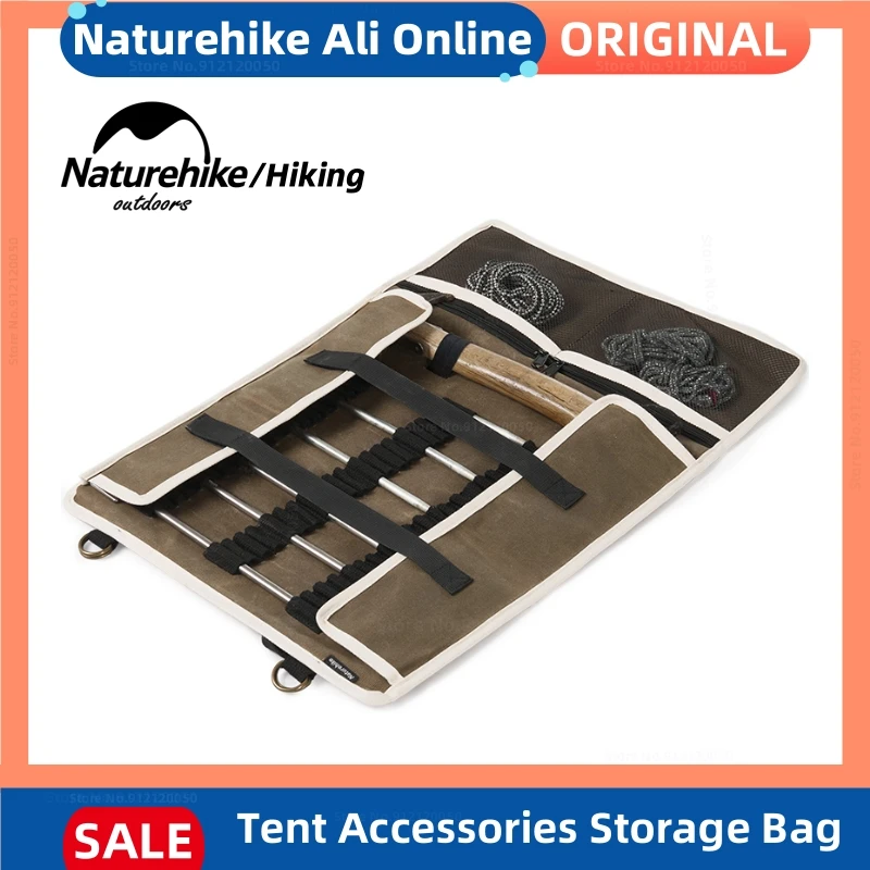 

Naturehike New Tent Ground Nail Storage Bag Heavy Duty Hammer Stakes Peg Tent Accessories Carrying Pouch Camping Tool Canvas Bag