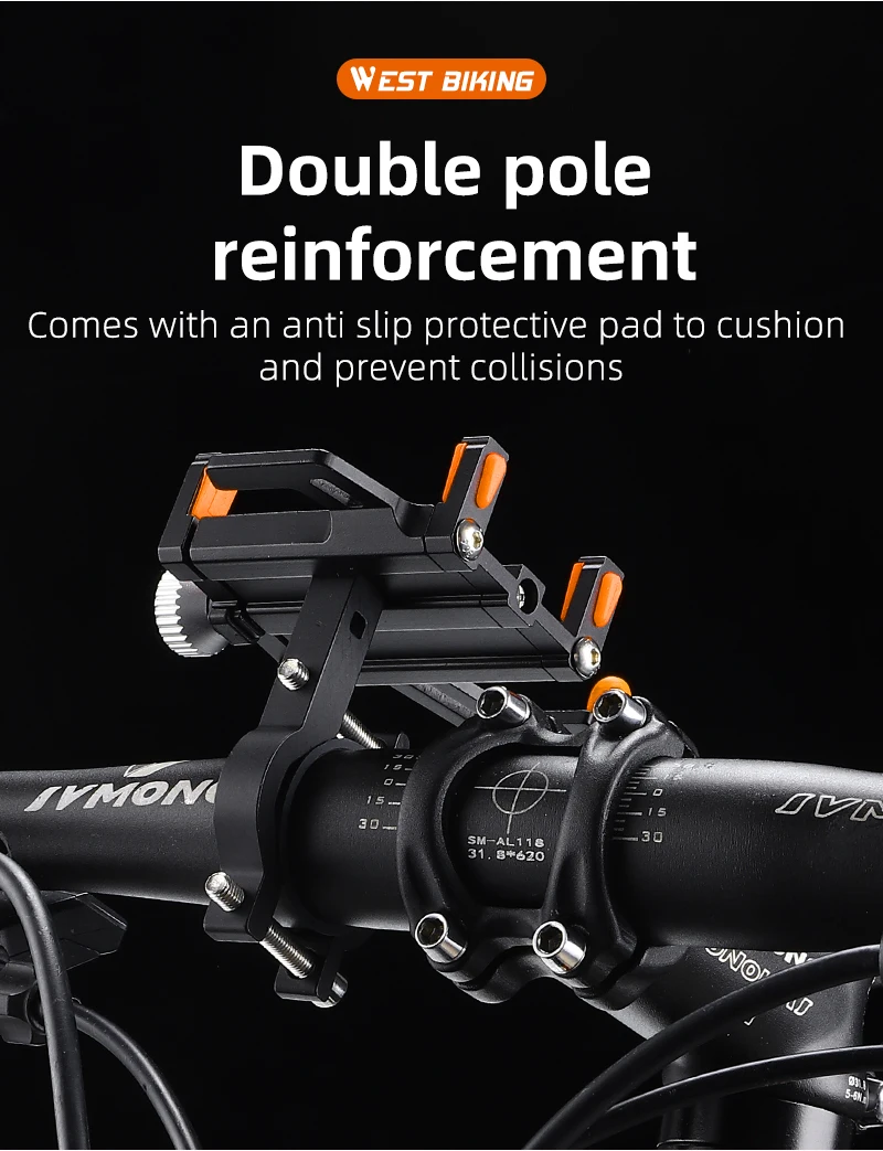WEST BIKING Phone Holder Motorcycle Electric Bicycle Mobile Phone Support Aluminum Alloy Five Claws Mechanical Bike Phone Holder WEST BIKING Phone Holder Motorcycle Electric Bicycle Mobile Phone Support Aluminum Alloy Five Claws Mechanical Bike Phone Holder