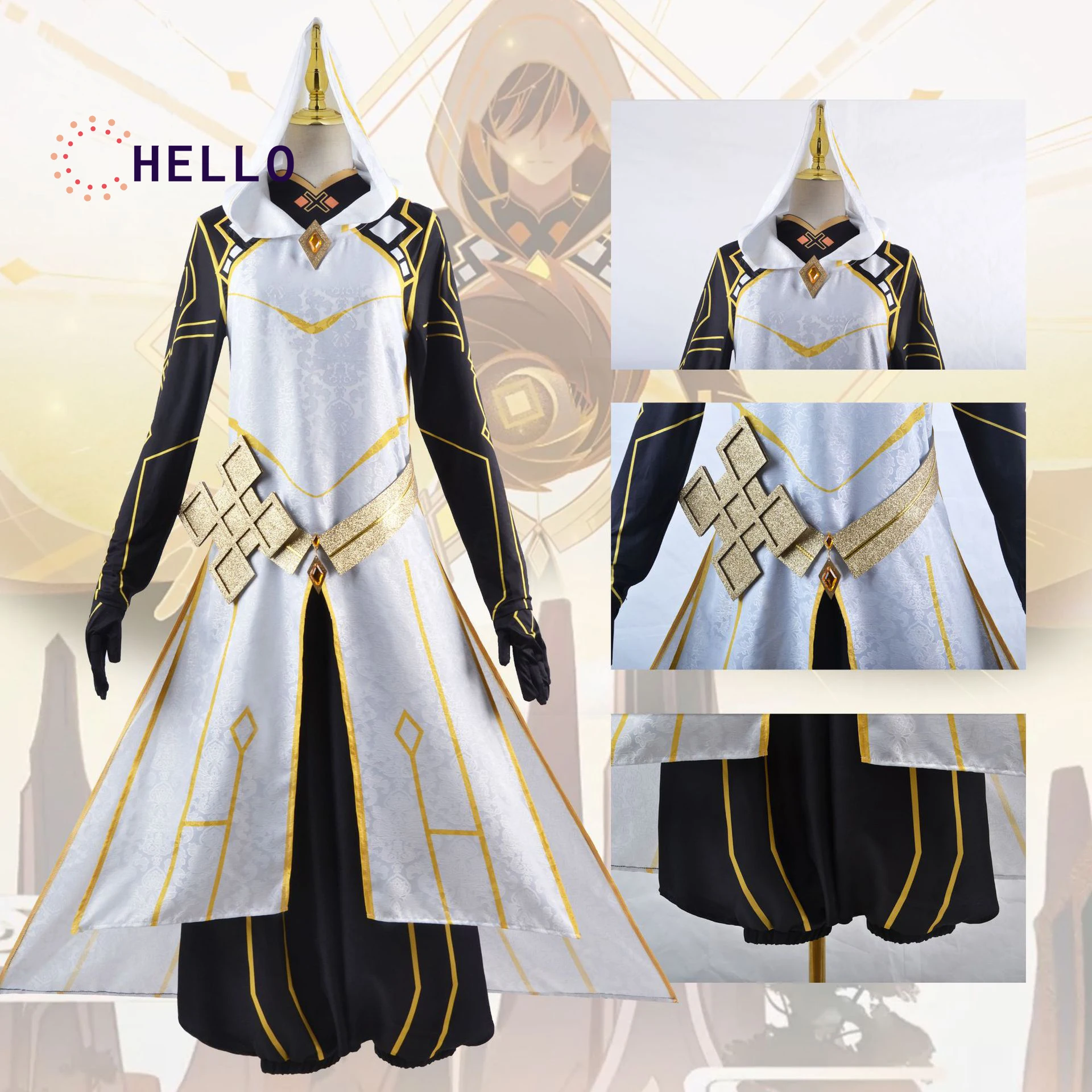 

Genshin Impact Rex Lapis Morax Cosplay Costume Zhongli Cosplay Outfits Full Set Wig Gloves Earning Wig Cloak Halloween Game Suit