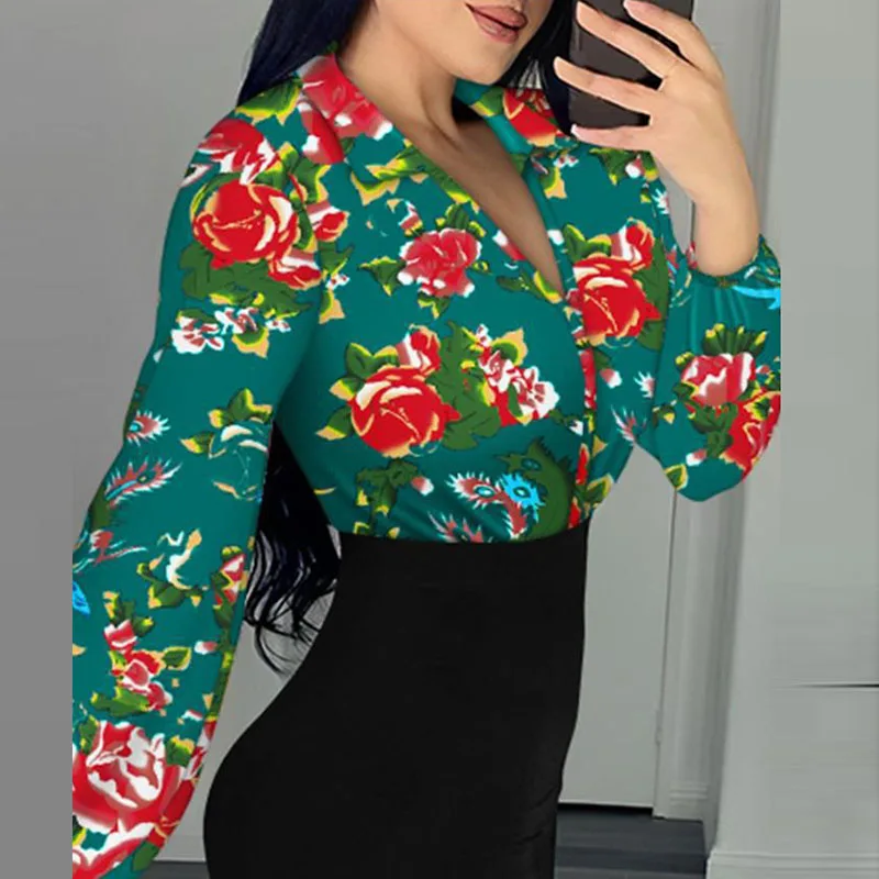Elegant Deep V-neck Long Sleeve Hip Wrap Dress Women Fashion Flower Print Patchwork Party Dress Spring Autumn Sexy Mini Dresses
Elegant Deep V-neck Long Sleeve Hip Wrap Dress Women Fashion Flower Print Patchwork Party Dress Spring Autumn Sexy Mini Dresses