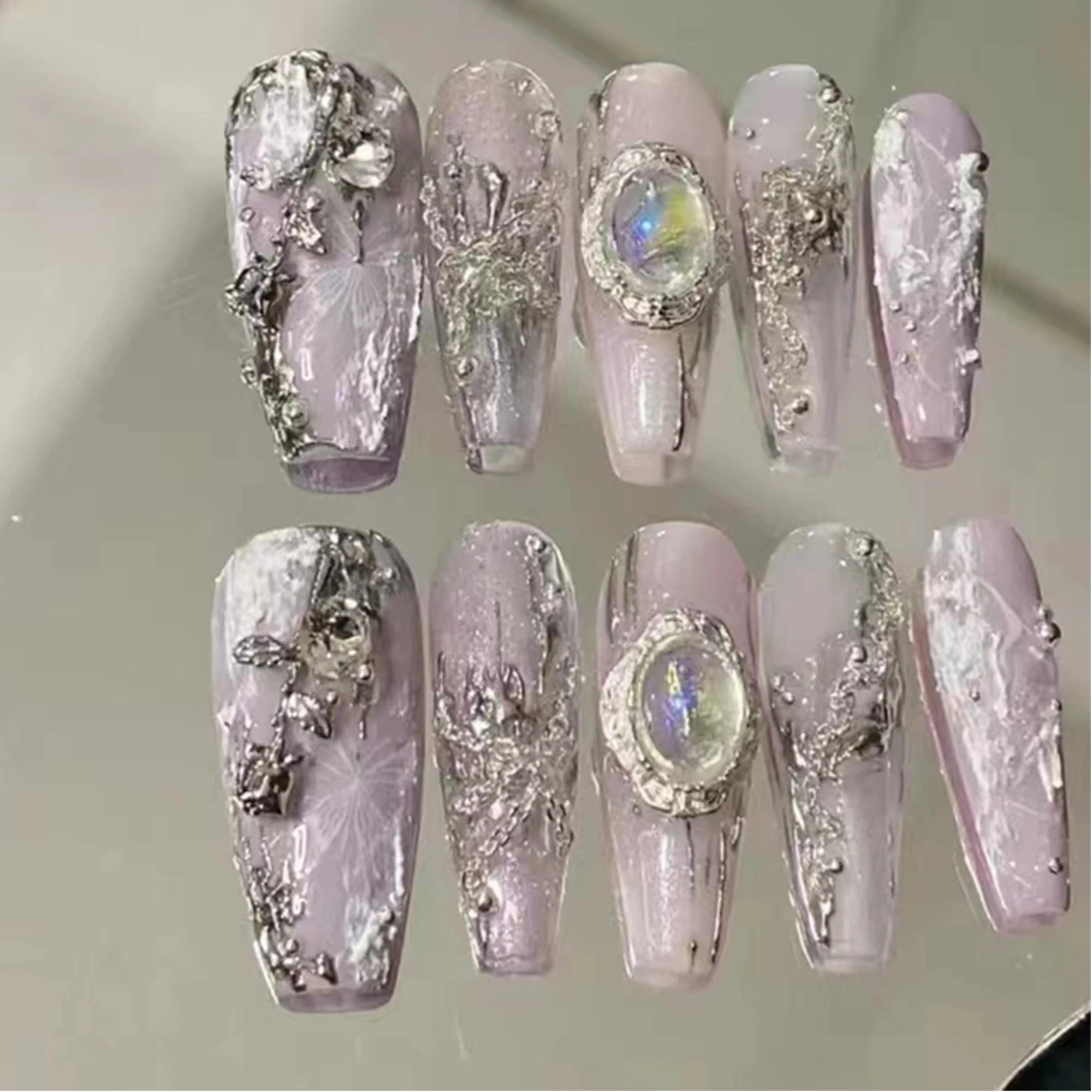 3D Metallic Silver On Pink Long Stiletto Press On Nails Goth, Chrome Aura Gothic Fake Nails, Emo Y2K Grunge Nails
3D Metallic Silver On Pink Long Stiletto Press On Nails Goth, Chrome Aura Gothic Fake Nails, Emo Y2K Grunge Nails