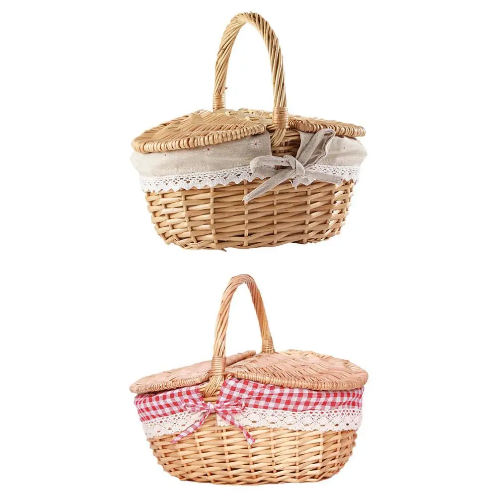 Wicker Picnic Basket With Lid Handle Picnic Hamper Handmade Willow Woven Storage Hamper Outdoor Camping Fruit Basket Container
Wicker Picnic Basket With Lid Handle Picnic Hamper Handmade Willow Woven Storage Hamper Outdoor Camping Fruit Basket Container