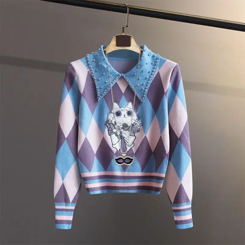 Fall Winter Women's Peter Pan Collar Knitted Pullovers Design Style Long Sleeve Sweaters Ladies Casual Elegant Jumpers
Fall Winter Women's Peter Pan Collar Knitted Pullovers Design Style Long Sleeve Sweaters Ladies Casual Elegant Jumpers