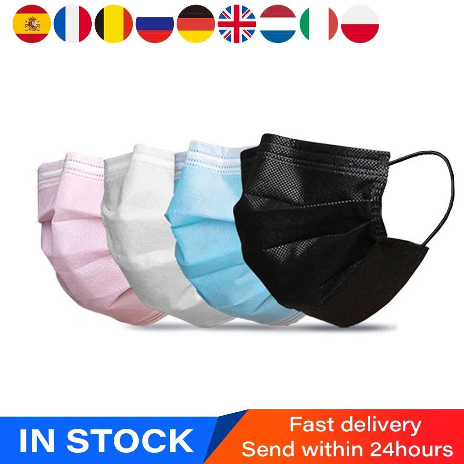 

Disposable Anti-Dust black Face Mask Protection Mouth Masks 3 Layer Non-woven anti-virus Breathable Adult Mascarillas for mask