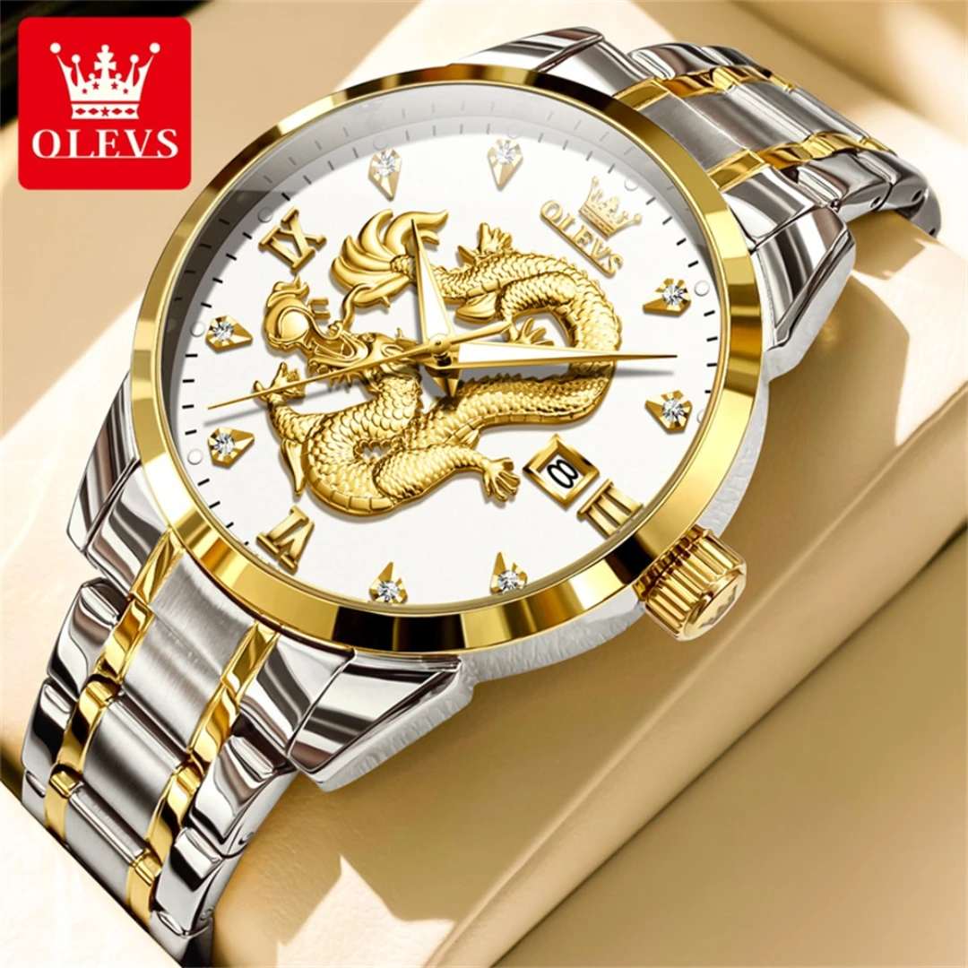 

OLEVS 3619 Quartz Fashion Watch Gift Stainless Steel Watchband Round-dial Calendar