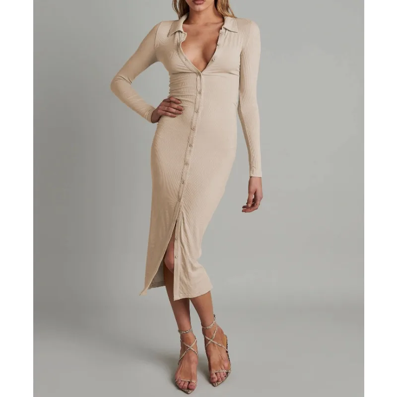 Women's Button Cardigan Long Sleeve Slim Ribbed Dress Temperament Commuting Autumn Woman Skinny Wrap Hip Midi Elegant Dresses
Women's Button Cardigan Long Sleeve Slim Ribbed Dress Temperament Commuting Autumn Woman Skinny Wrap Hip Midi Elegant Dresses