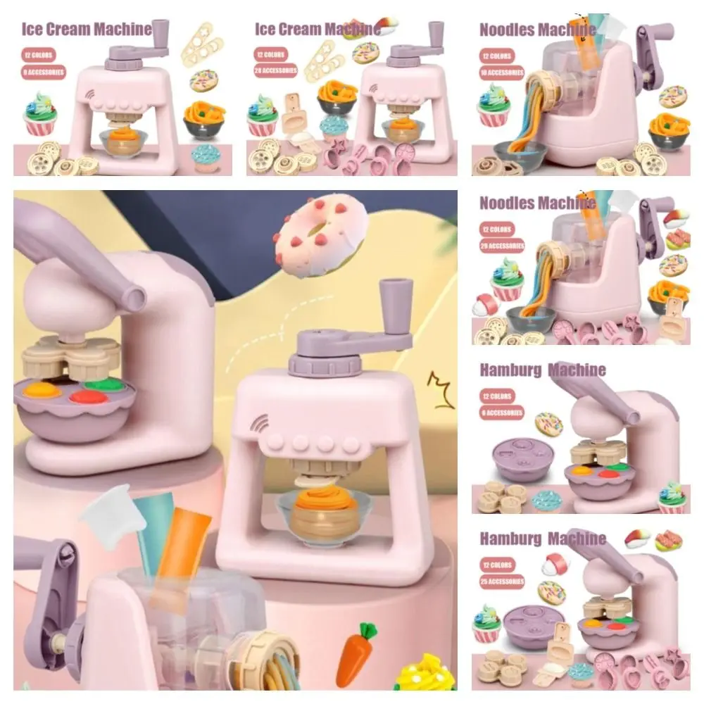

Игрушки для приготовления пищи, имитация кухонной машины для мороженого, миниатюрная мини-лапша, машина для разноцветной глины, пасты, гамбургера, «сделай сам» для детей