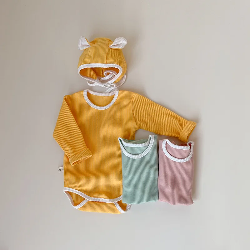 2023 Spring Newborn Rompers Long Sleeve Baby Jumpsuits Stripes Infant Clothes + Little Bear Hat Solid Color Toddler Outfits
2023 Spring Newborn Rompers Long Sleeve Baby Jumpsuits Stripes Infant Clothes + Little Bear Hat Solid Color Toddler Outfits