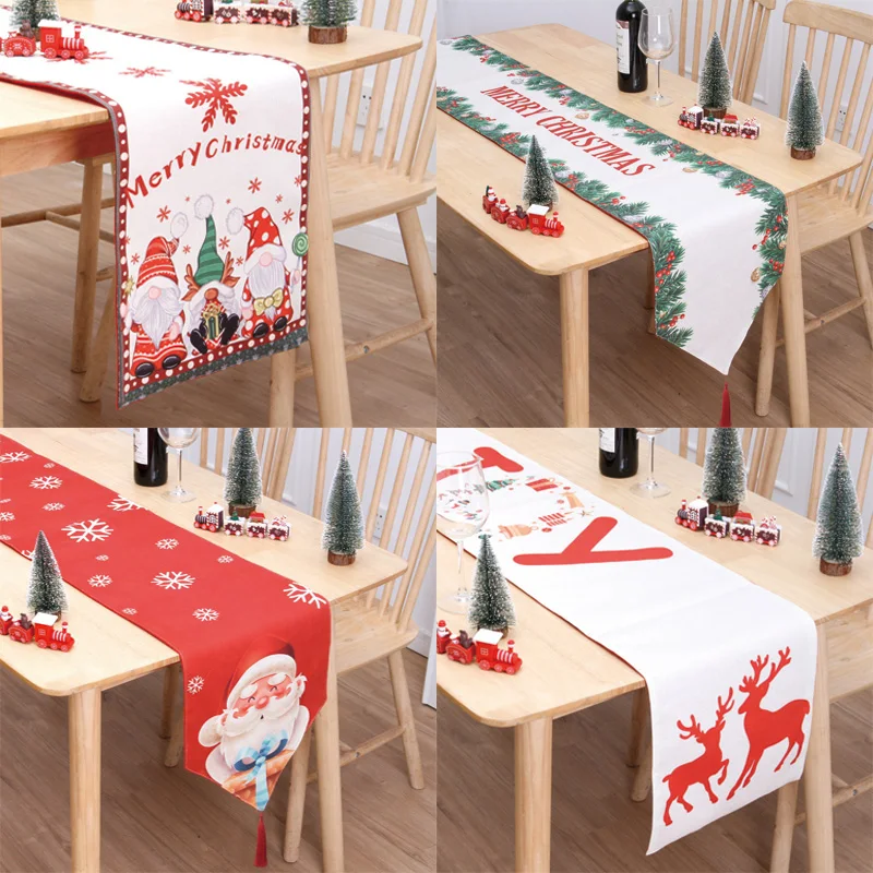 

Christmas Table Runner Merry Christmas Decorations For Home 2023 Cristmas Table Flag Cover Navidad Noel Gift New year Tablecloth