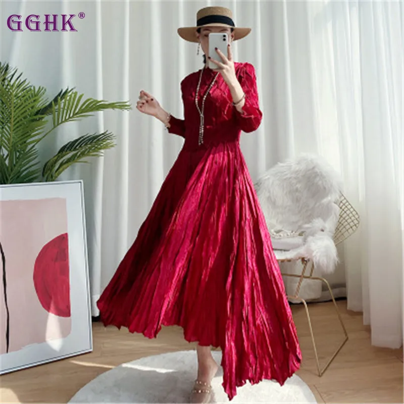 GGHK Miyake Pleated Dress Women's Spring 2023 New Large Size Handmade Pleated Long-sleeved Elastic Slim Dress
GGHK Miyake Pleated Dress Women's Spring 2023 New Large Size Handmade Pleated Long-sleeved Elastic Slim Dress