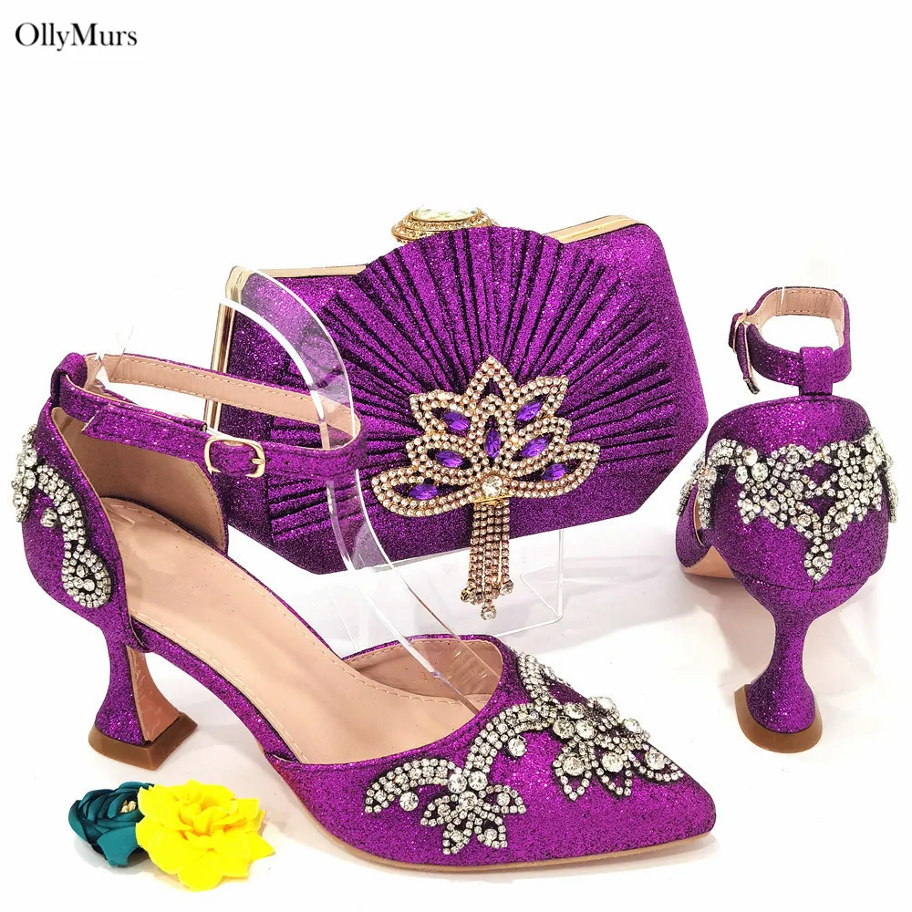 Fashion Crystal Woman Purple Color Shoes And Bag Set New Style African Women Pumps Shoes And Bag Set For Evening Party
Fashion Crystal Woman Purple Color Shoes And Bag Set New Style African Women Pumps Shoes And Bag Set For Evening Party