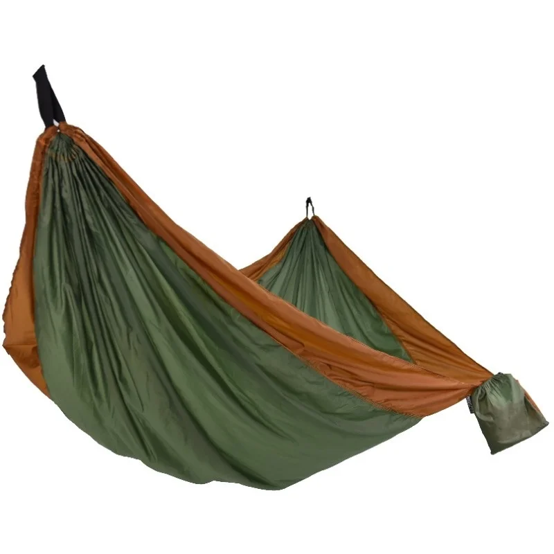 

Nylon Portable Travel Camping Hammock, One Person Sage Green and Rust Outdoor Garden Patio Swings