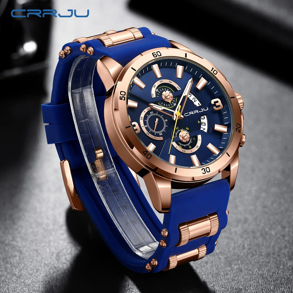 CRRJU Fashion Multifunctional Round Mirror Wristwatches with Silicone Straps Luminous Hands Men's Waterproof Chronograph Clock
CRRJU Fashion Multifunctional Round Mirror Wristwatches with Silicone Straps Luminous Hands Men's Waterproof Chronograph Clock