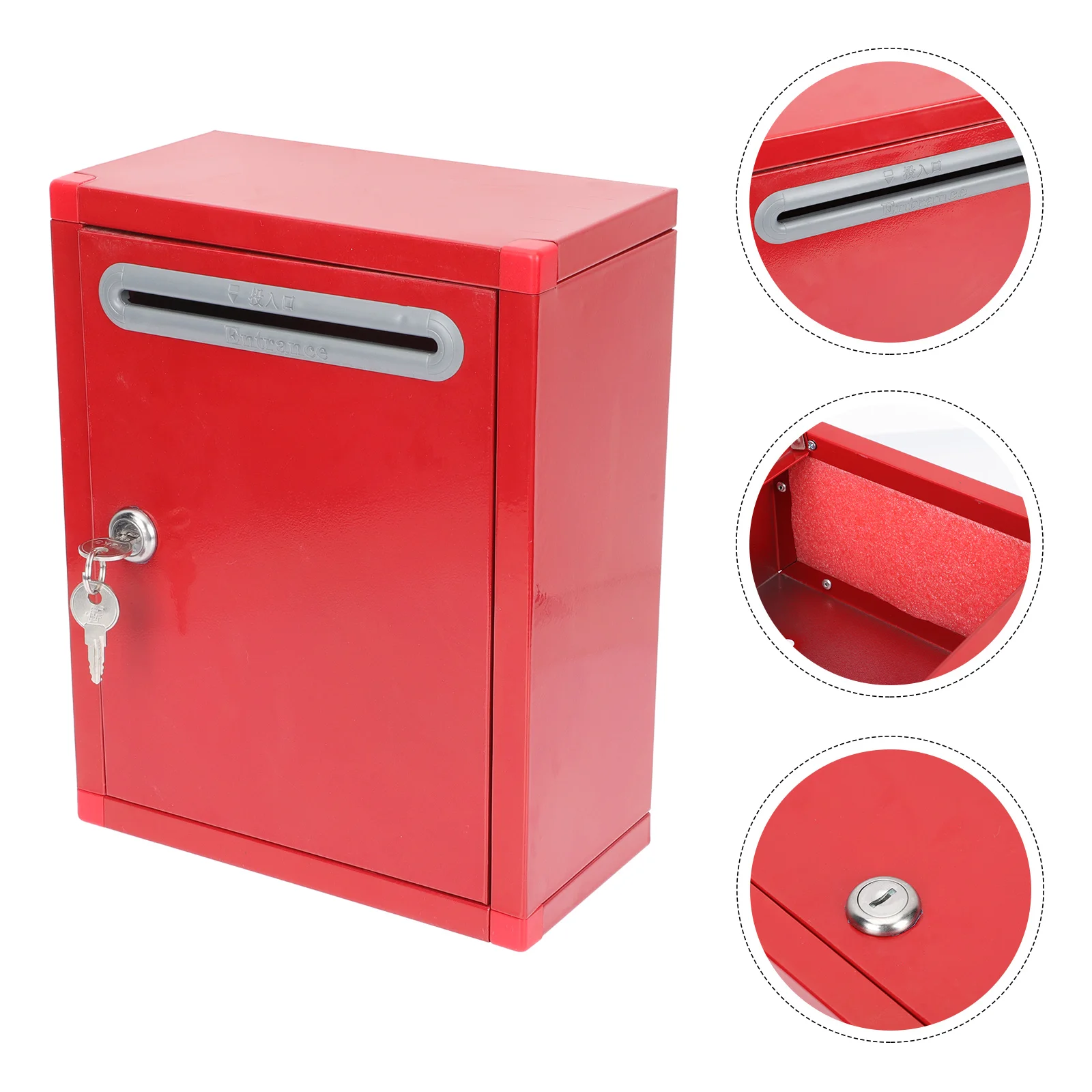 

Stainless Steel Voting Boxes with Lock Office Donation Box Suggestion Box Ballot Comment Box Reports Storage Box ( Red )