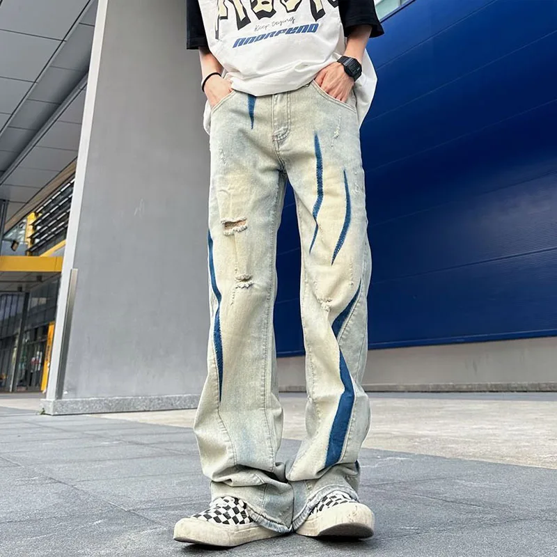 High Street American Style Vintage Contrasting Colors Patchwork Color Bar Spring Jeans Women Washing Hole Make Old Trousers
High Street American Style Vintage Contrasting Colors Patchwork Color Bar Spring Jeans Women Washing Hole Make Old Trousers