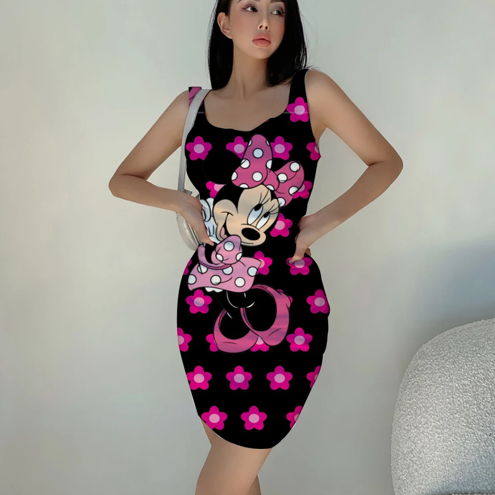 

Casual Fashion Slim Short Dress Mickey Mouse Cartoon 3D Print Comfortable Dress Summer Women's Clip Dress