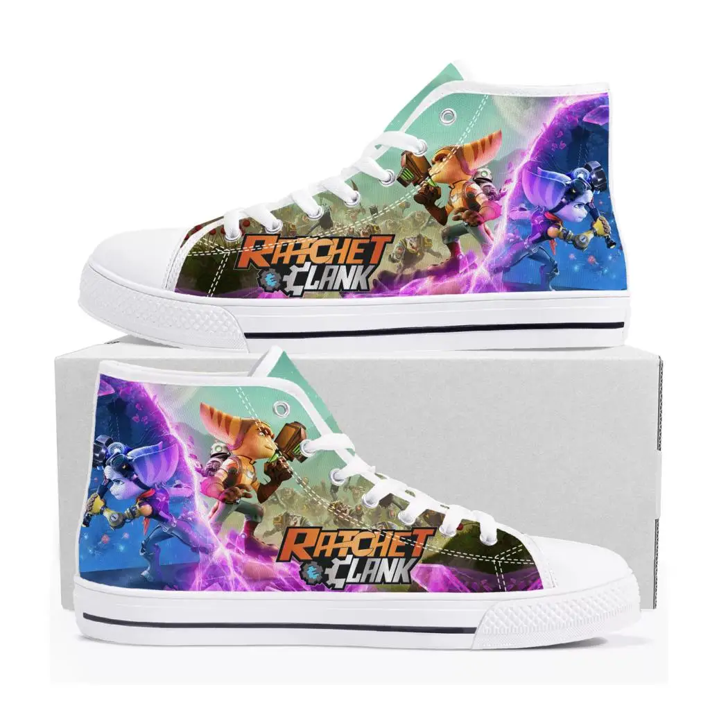 

Ratchet & Clank Rift Apart High Top Sneakers Cartoon Game Men Women High Quality Canvas Shoes Casual Fashion Tailor Made Sneaker