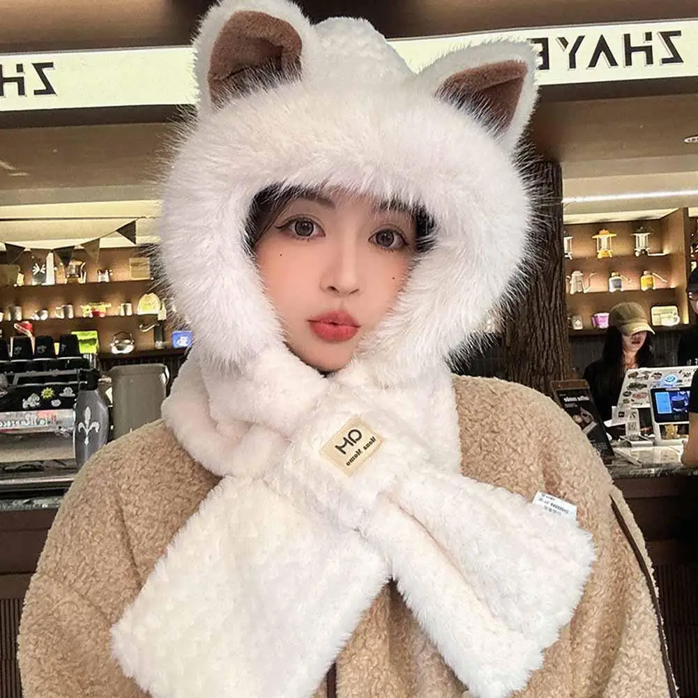 Women Hat Scarf All-in-one Winter Versatile Cute Plush Cap Warm Thickened Anti-freezing Windproof Hooded Scarf Drop Shipping
Women Hat Scarf All-in-one Winter Versatile Cute Plush Cap Warm Thickened Anti-freezing Windproof Hooded Scarf Drop Shipping