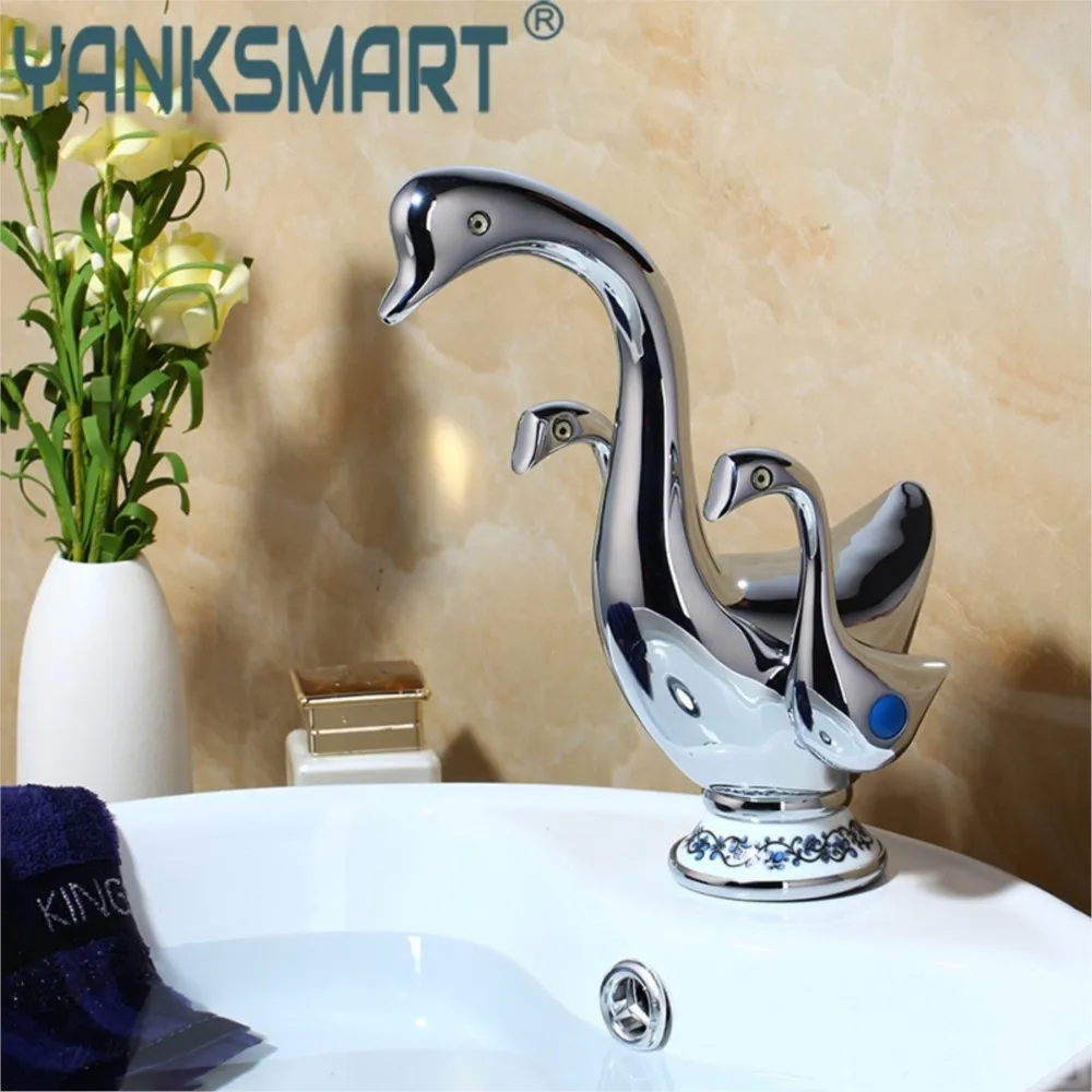 YANKSMART Basin Faucet Cute Duck Shape Double Handles Bathroom Vessel Sink Faucet Deck Mount Brass Washbasin Sink Mixer Taps
YANKSMART Basin Faucet Cute Duck Shape Double Handles Bathroom Vessel Sink Faucet Deck Mount Brass Washbasin Sink Mixer Taps