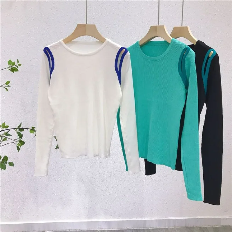 Contrast Color Stripe Bottoming Knit Jumpers Autumn Winter Korean High Street Pull Femme Hollow Out Off-shoulder Sweater Y2k
Contrast Color Stripe Bottoming Knit Jumpers Autumn Winter Korean High Street Pull Femme Hollow Out Off-shoulder Sweater Y2k
