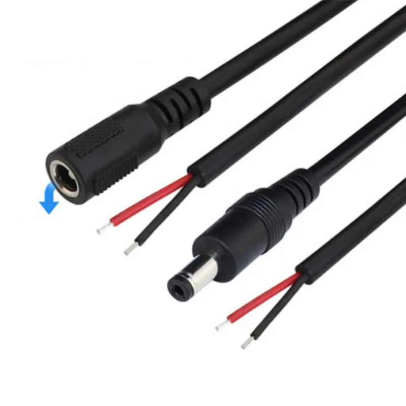 

1 м 20 AWG 5A 2 провода DC Мужской Женский источник питания Pigtail Удлинительный кабель 5,5x2,1 мм разъем шнура для камеры видеонаблюдения