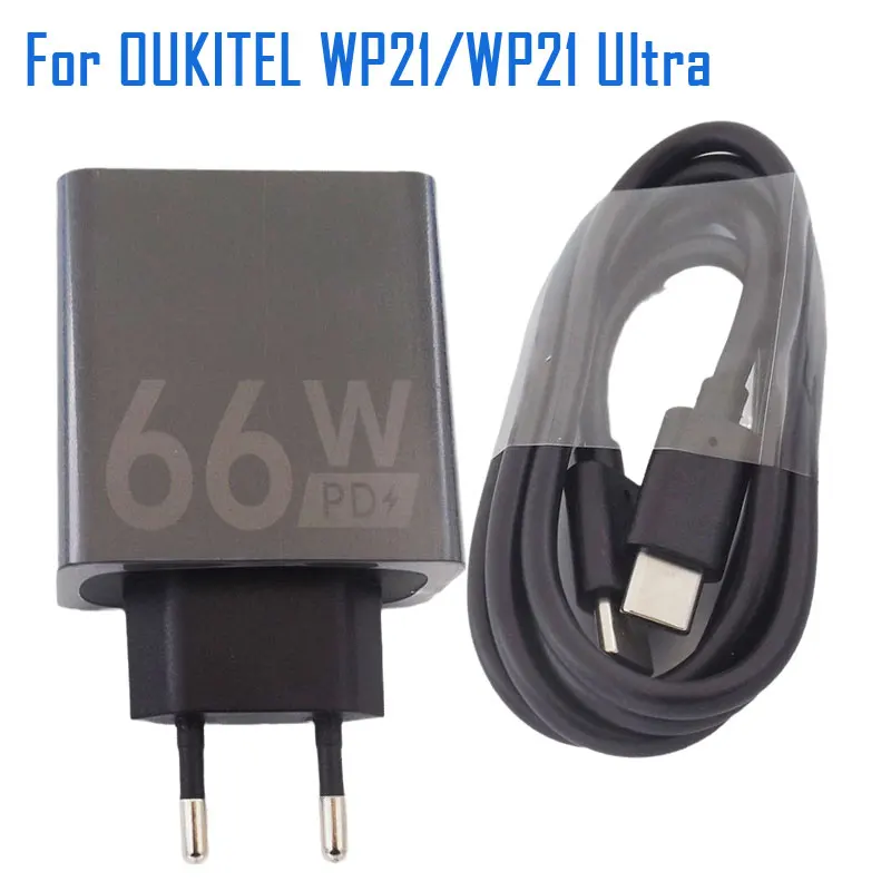 

OUKITEL WP21 Charger 66W New Original WP21 Ultra Official Fast Charging Adapter USB Cable Data Line Parts For Oukitel WP21 Phone