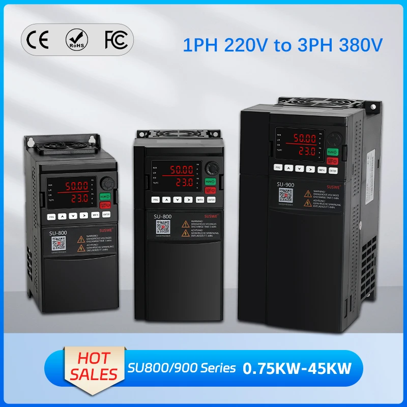 

Hot sales SU800 VFD Inverter 0.75/1.5/2.2/4/5.5/7.5KW 1P 220V Input 3P 380V Output Variable Frequency Converter Drive For CNC