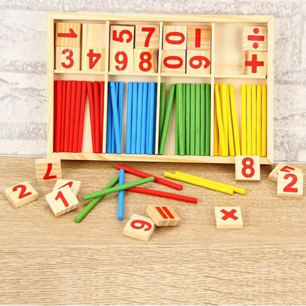 

1set Montessori Wooden Number Math Game Sticks Mathematics Early Learning Counting Educational Toys Children Kids Gift