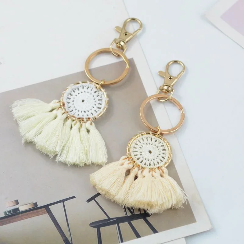 

Bohemian Handmade Keychain Layered Tassel Keychain Simple Multicolor Key Ring Fit Women Girls Handbag Accessorie Jewelry Gift