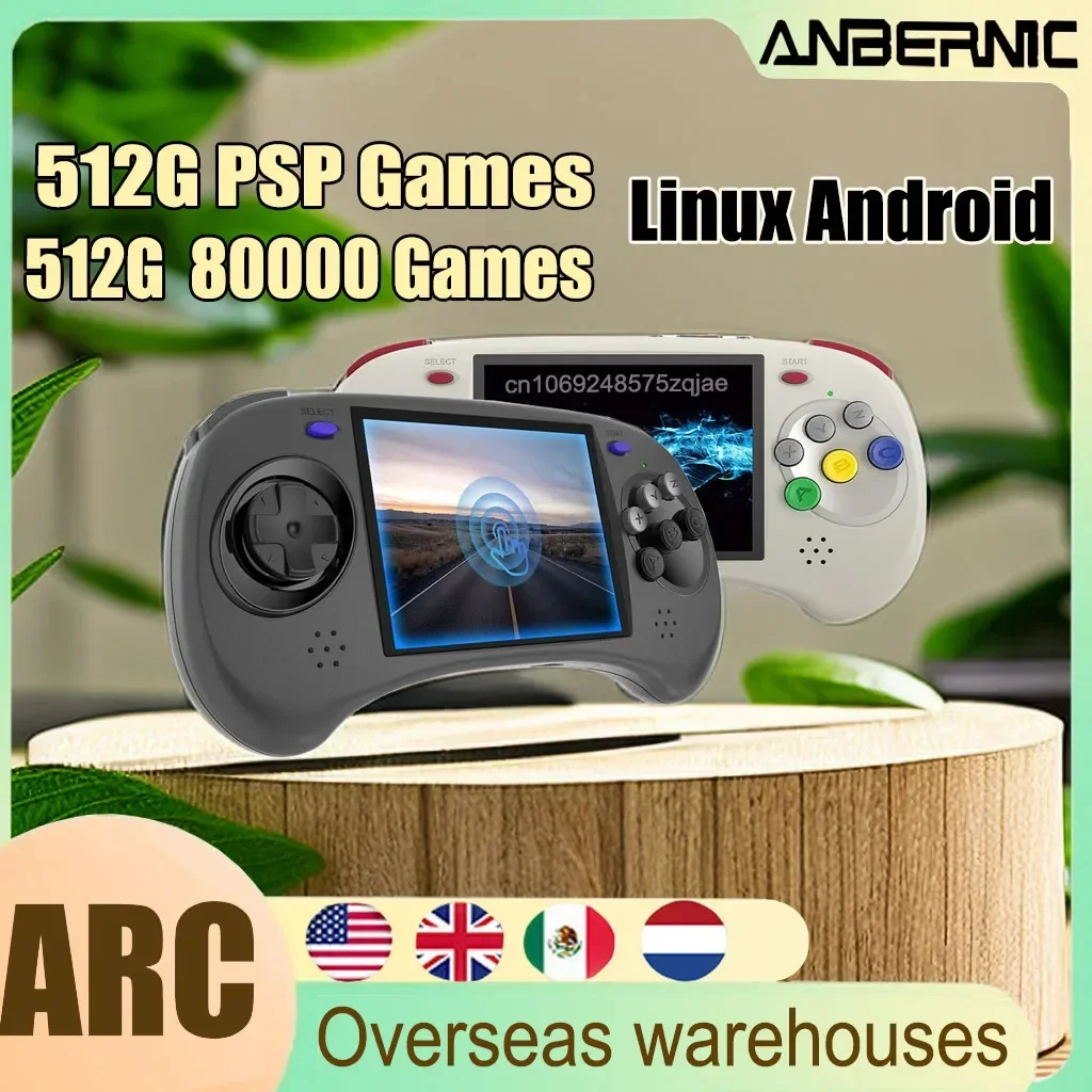

ANBERNIC RG ARC ARC-D ARC-S Portable PSP Handheld Game Console 4'' Touch Screen Android 11 Linux Dual OS 640*480 RK3566 Gifts