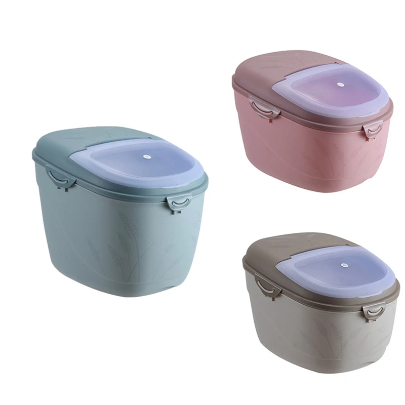 

Hot 10KG Kitchen Sealed Rice Bucket Household Plastic Moisture-Proof Cat Food Dog Food Insect-Proof Rice Storage Box