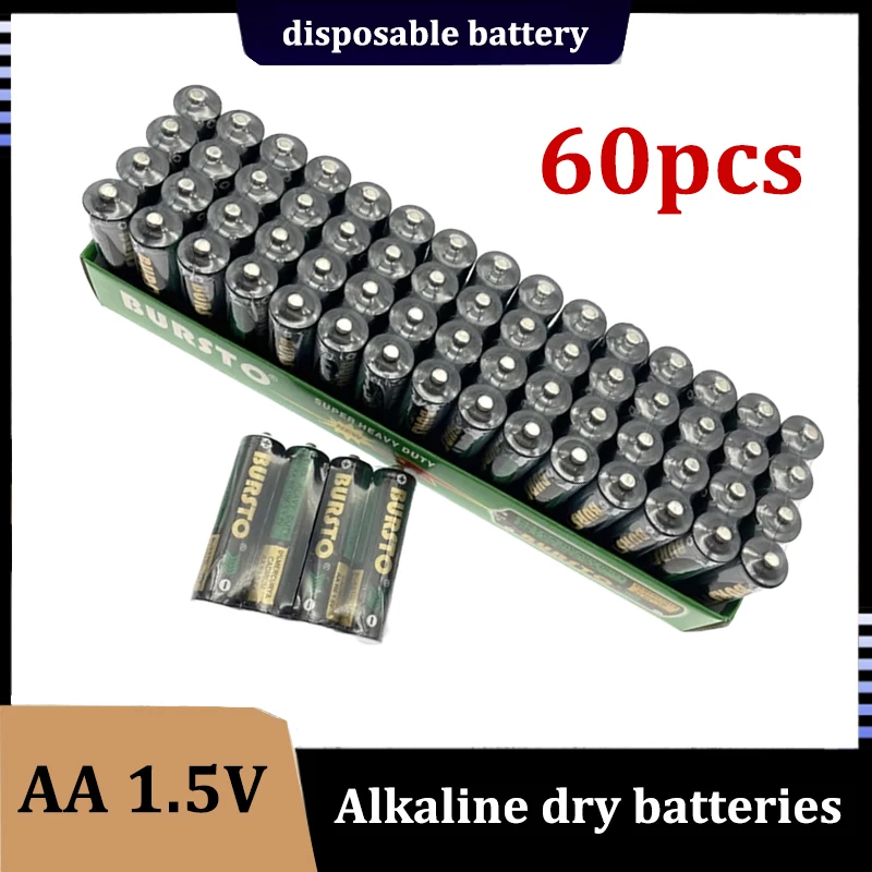 

60pcs 1.5V AA Disposable Alkaline Dry Batteries for Flashlight Electric Toys MP3 CD Player Wireless Mouse Keyboard Camera Shaver