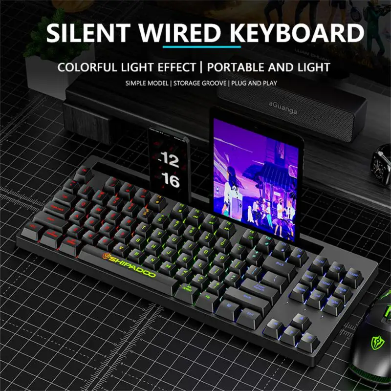 

Игровая клавиатура 87 клавиш, Проводная RGB мини механическая клавиатура, клавиатура в стиле панк с круглыми клавишами, водонепроницаемая для ПК, офисных геймеров, полная